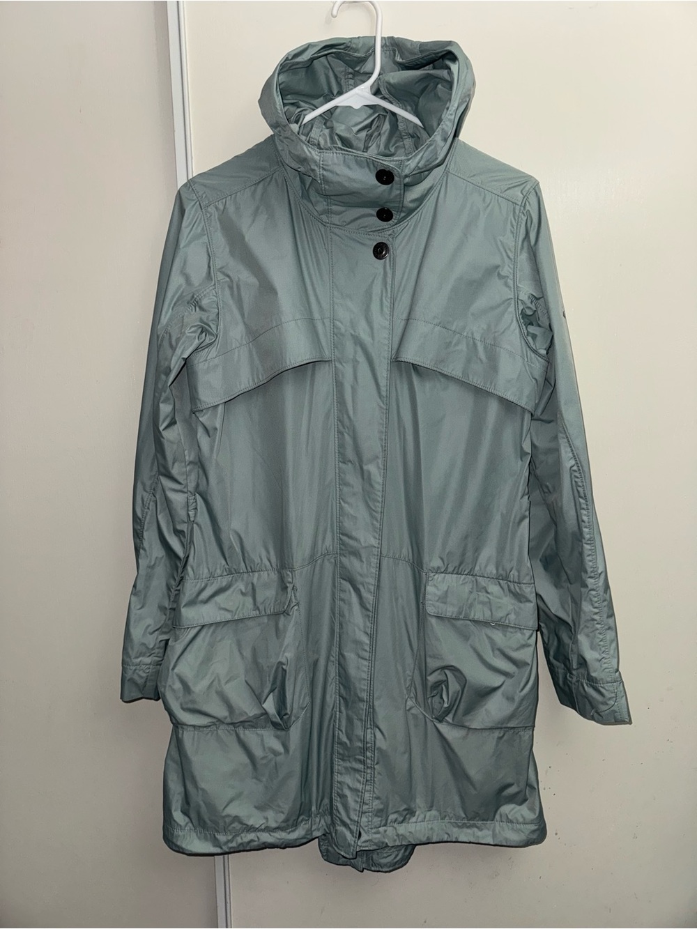 Light Blue Women's Hooded Rain Jacket